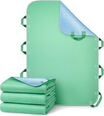 Bed Pads Washable Waterproof, Reusable Bed Underpads 34x52 Inch with 8 Reinforced Handles, 4-Layer Absorbent Positioning Bed Pad for Elderly Adults, Non-Slip, Supports 400lbs,Pink,1pcs in Saudi Arabia