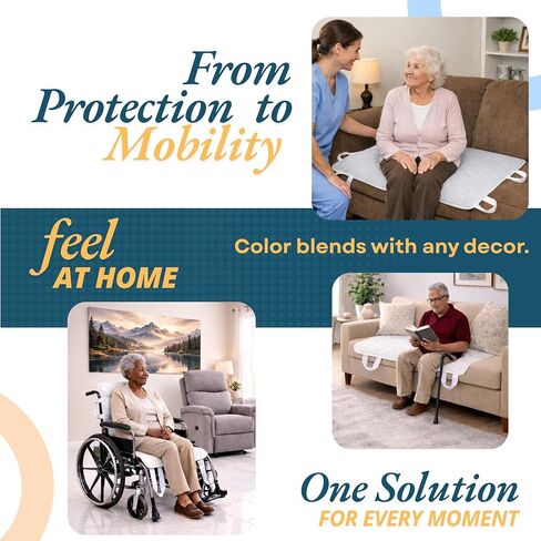 Washable Underpads with Handles 36"x52" (1 Pack) – Reusable Waterproof Transfer Bed Pad with 8 Handles for Patient Transfer & Repositioning Support, Leakproof Bed Pad for Adults & Caregivers in Saudi Arabia