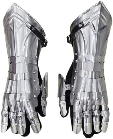 Medieval Gauntlets Armor Set Gothic Design Silver 15th Century Style Functional Gloves Warrior Costume Reenactment Prop Armour Adult Pair in Kuwait