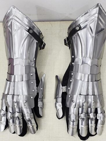 Medieval Gauntlets Armor Set Gothic Design Silver 15th Century Style Functional Gloves Warrior Costume Reenactment Prop Armour Adult Pair in Kuwait