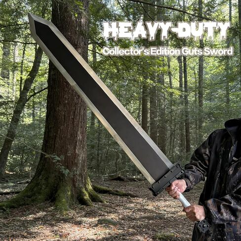 إصدار شديد التحمل لسيف Berserk Guts Dragon Slayer مقاس 59 بوصة - شفرة من الفولاذ المقاوم للصدأ بوزن 13.45 رطلًا، نسخة طبق الأصل من الرسوم المتحركة العملاقة القابلة للتجميع للعرض in Kuwait
