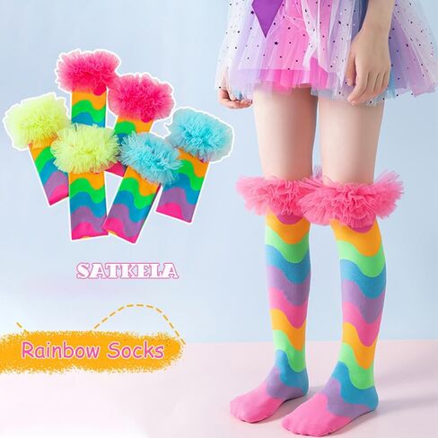 Toddler Girls Knee High stockings Rainbow Tights Kids Long Socks Cute Funny Little Girls Socks Wacky Striped in Saudi Arabia
