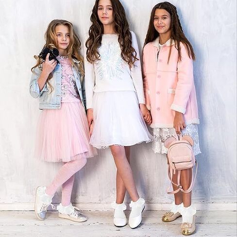 3 Pairs Ruffle Socks For Girls White Ruffle Socks Big Girls Sock 6-8 Years Old Cute Lace Sock Comfortable Crew Frilly Trim Dress Princess Style Ankle Kids White in Saudi Arabia