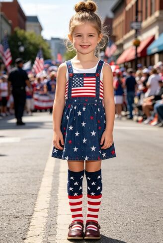 Mealah 4th of July Toddler Kids Soccer Socks - Boys Girls Independent Day Red White Striped Knee High Baseball Softball Socks in Kuwait