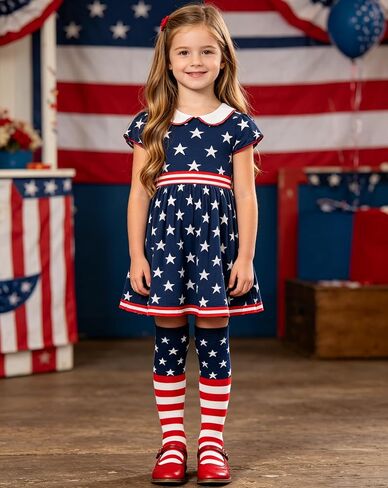 Mealah 4th of July Toddler Kids Soccer Socks - Boys Girls Independent Day Red White Striped Knee High Baseball Softball Socks in Kuwait
