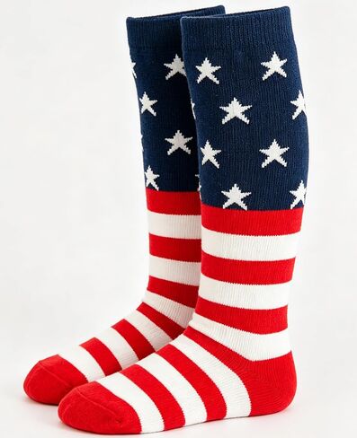Mealah 4th of July Toddler Kids Soccer Socks - Boys Girls Independent Day Red White Striped Knee High Baseball Softball Socks in Kuwait
