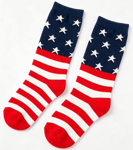 Mealah 4th of July Toddler Kids Soccer Socks - Boys Girls Independent Day Red White Striped Knee High Baseball Softball Socks in Kuwait