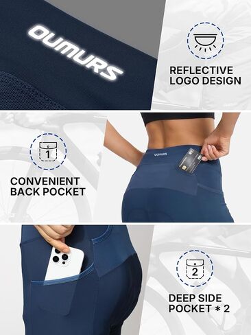 Oumurs Womens Bike Shorts for Cycling, 3D Padded Women Cycling Short with Pockets in Kuwait