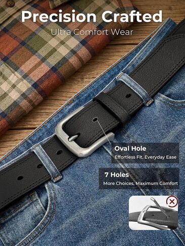 MILORDE Full Grain Leather Belt for Men, Daily Wear for Jeans Casual Pants, Handmade Men Leather Belts with Gift Box in Saudi Arabia
