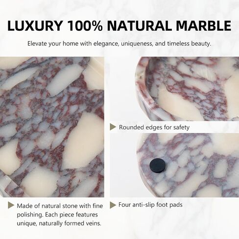 Luxury Natural Oval Marble Tray – 9.8 x 4.9-Inch Calacatta Viola Stone Vanity Tray, Small Catchall Organizer for Jewelry Perfume Keys, Decorative Trinket Tray for Bathroom Coffee Table & Dresser in Kuwait
