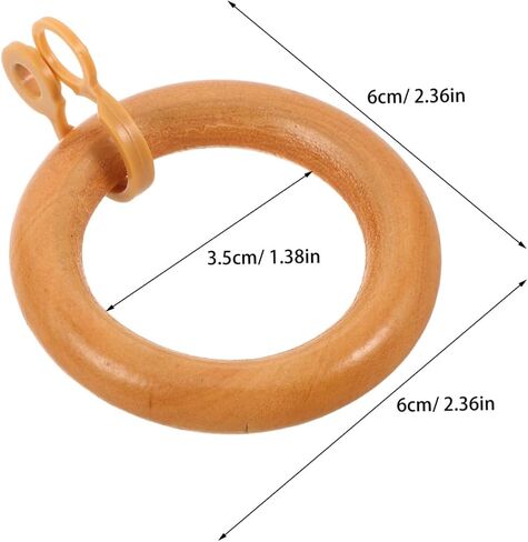 TIDTALEO 12pcs Wooden Curtain Rings with Eyelets for 28mm Roman Rods, Tea Color Solid Wood Drapery Rings for Window Treatment and Hanging Curtains in Kuwait