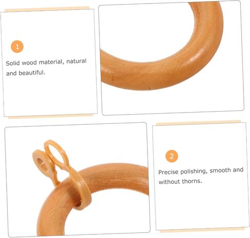 TIDTALEO 12pcs Wooden Curtain Rings with Eyelets for 28mm Roman Rods, Tea Color Solid Wood Drapery Rings for Window Treatment and Hanging Curtains in Kuwait
