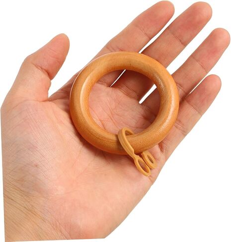 TIDTALEO 12pcs Wooden Curtain Rings with Eyelets for 28mm Roman Rods, Tea Color Solid Wood Drapery Rings for Window Treatment and Hanging Curtains in Kuwait