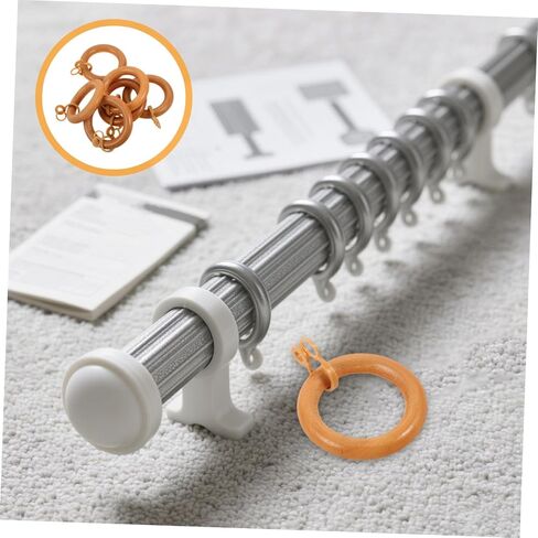 TIDTALEO 12pcs Wooden Curtain Rings with Eyelets for 28mm Roman Rods, Tea Color Solid Wood Drapery Rings for Window Treatment and Hanging Curtains in Kuwait