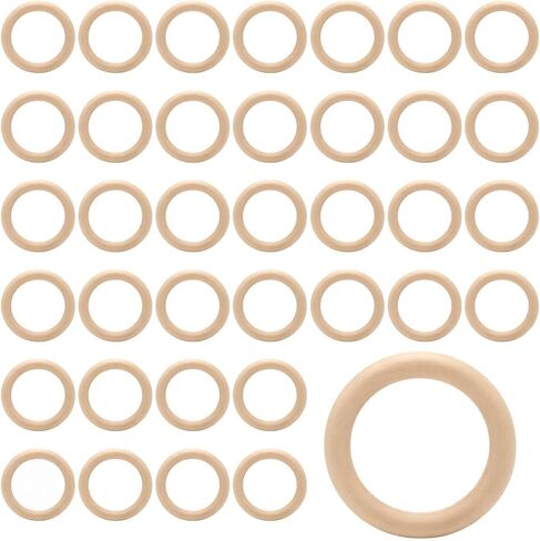 100 Pcs Natural Wood Rings, Polished Smooth Wood Circles, 2.17 in Diameter, 0.39 in Thick, 0.32 oz, for Macrame Crafts, DIY Jewelry Making, Curtain Projects, Home Decor in Kuwait