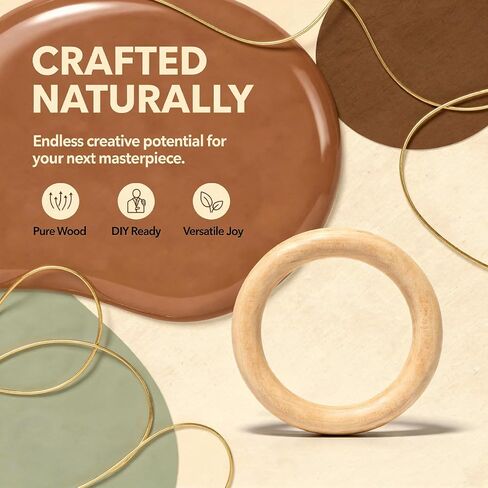 100 Pcs Natural Wood Rings, Polished Smooth Wood Circles, 2.17 in Diameter, 0.39 in Thick, 0.32 oz, for Macrame Crafts, DIY Jewelry Making, Curtain Projects, Home Decor in Kuwait
