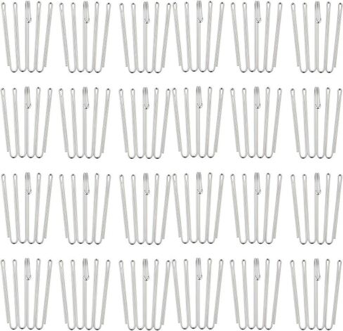 Curtain Hooks Drapes 30 Piece Pack of Stainless Steel Four Claw Curtain Hooks Pleat Hooks and Fabric Tape Accessories Silver in Kuwait