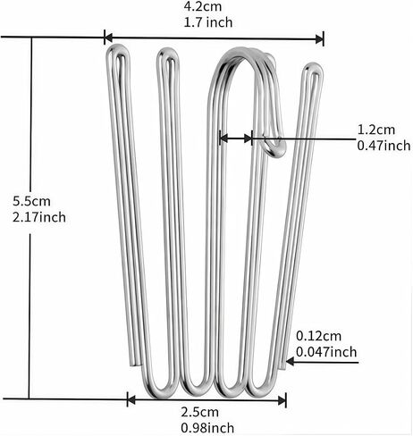 Curtain Hooks Drapes 30 Piece Pack of Stainless Steel Four Claw Curtain Hooks Pleat Hooks and Fabric Tape Accessories Silver in Kuwait