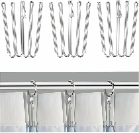 Curtain Hooks Drapes 30 Piece Pack of Stainless Steel Four Claw Curtain Hooks Pleat Hooks and Fabric Tape Accessories Silver in Kuwait