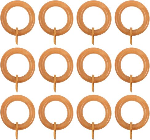 12pcs Wooden Curtain Rings with Eyelets for 28mm Rods, Natural Wood Drapery Rings Replacement Eyelet Hoops for Living Room and Bedroom Window Treatments in Kuwait
