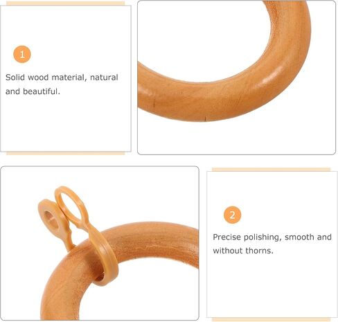 12pcs Wooden Curtain Rings with Eyelets for 28mm Rods, Natural Wood Drapery Rings Replacement Eyelet Hoops for Living Room and Bedroom Window Treatments in Kuwait