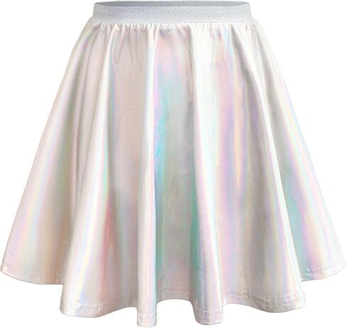 تنورة LYSMuch Girl عالية الخصر ثلاثية الأبعاد تنورة تزلج معدنية للأطفال عالية الخصر تنورة رقص سباركلي 4-12 سنة in Kuwait