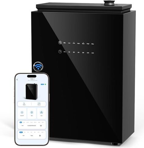 Essential Oil Diffuser - HVAC System, 5500 Sq.Ft Waterless Diffuser, Whole House & Aromatherapy Diffuser, Oil Diffuser for Office Home Large Room, WiFi & Bluetooth App Control, Black in Saudi Arabia