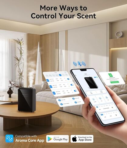 Essential Oil Diffuser - HVAC System, 5500 Sq.Ft Waterless Diffuser, Whole House & Aromatherapy Diffuser, Oil Diffuser for Office Home Large Room, WiFi & Bluetooth App Control, Black in Saudi Arabia