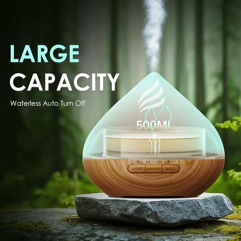Essential Oil Scent Diffuser: 𝟓𝟎𝟎𝐌𝐋 Aroma Diffuser for Home Bedroom - 𝟏𝟒 𝐂𝐨𝐥𝐨𝐫𝐬 LED, Remote Control, Ultra-Quiet Cool Mist Scent Diffuser with Timer for Family in Kuwait