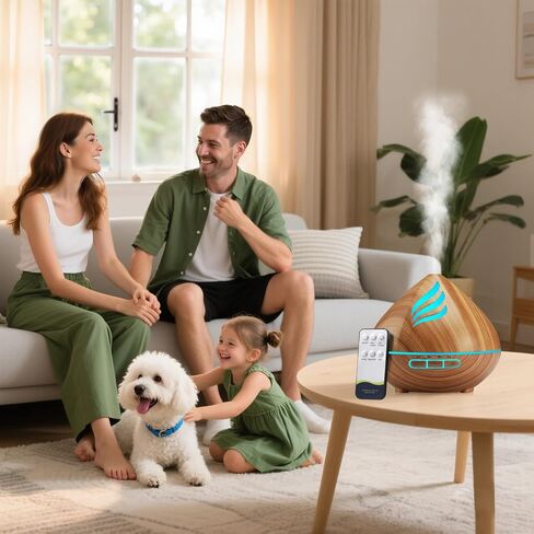 Essential Oil Scent Diffuser: 𝟓𝟎𝟎𝐌𝐋 Aroma Diffuser for Home Bedroom - 𝟏𝟒 𝐂𝐨𝐥𝐨𝐫𝐬 LED, Remote Control, Ultra-Quiet Cool Mist Scent Diffuser with Timer for Family in Kuwait