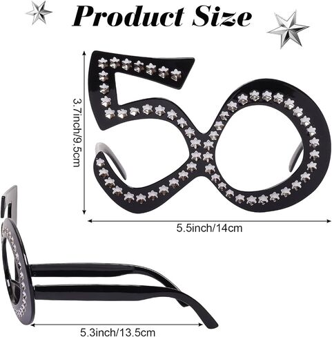 6PCS 50th Birthday Glasses Sparkling Frame Funny Costume Sunglasses Eyewear Celebration Decoration for Women Men in Kuwait