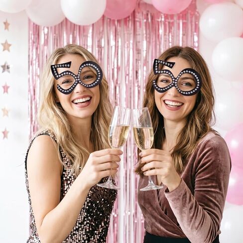 6PCS 50th Birthday Glasses Sparkling Frame Funny Costume Sunglasses Eyewear Celebration Decoration for Women Men in Kuwait