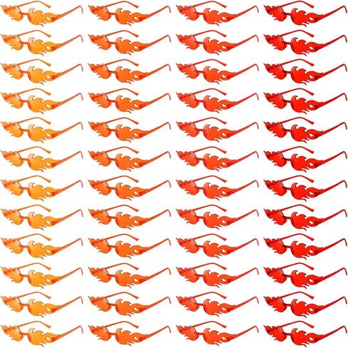 Pibupibu 48 Pack Fire Flame Sunglasses Bulk Rimless Flame Wave Glasses Fun Cool Y2k Glasses Party Favors in Kuwait