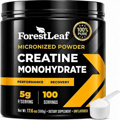 ForestLeaf Micronized Creatine Monohydrate Powder - Maximize Muscle Growth & Strength - Unflavored Creatine for Women and Men - 5G Per Serving - 100 Servings in Saudi Arabia