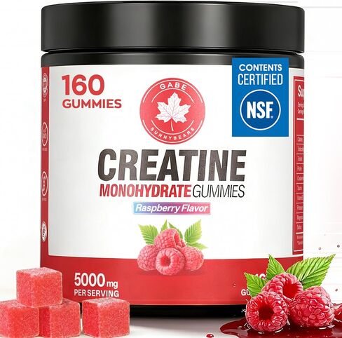 Creatine Gummies, (160 Count) NSF Certified, 5000mg Creatine Monohydrate per Serving withTaurine & B12, Raspberry Flavor, for Men & Women in Kuwait