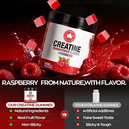 Creatine Gummies, (160 Count) NSF Certified, 5000mg Creatine Monohydrate per Serving withTaurine & B12, Raspberry Flavor, for Men & Women in Kuwait