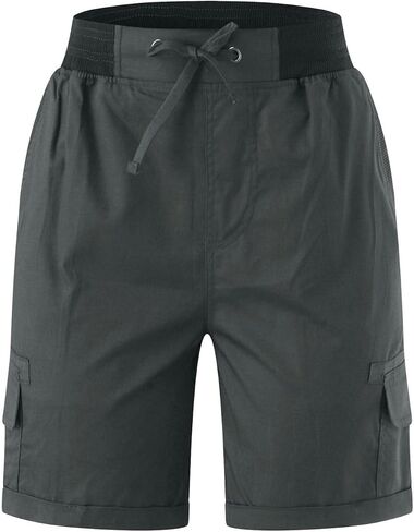 Women's Cargo Shorts with Pockets Elastic Waist Plus Size Bermuda Shorts Lightweight Loose Fit Casual Linen Pants in Saudi Arabia