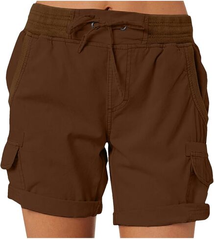 Women's Cargo Shorts with Pockets Elastic Waist Plus Size Bermuda Shorts Lightweight Loose Fit Casual Linen Pants in Saudi Arabia
