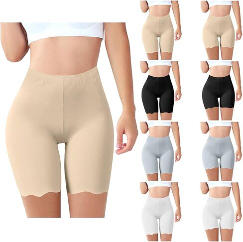 شورت نسائي سهل الارتداء تحت الفستان، سروال ضيق من الدانتيل عالي الخصر، ناعم ومطاط، سراويل داخلية، سراويل اليوغا in Kuwait