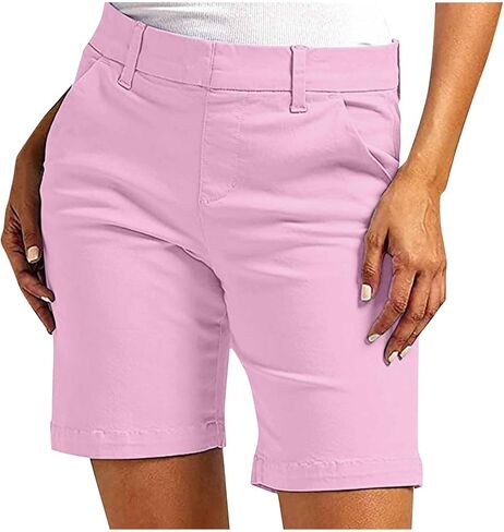 Mid Length Shorts for Women Y2K Cargo Shorts with Pockets Casual Summer Stretchy Straight Leg Breathable Pants 2026 in Saudi Arabia