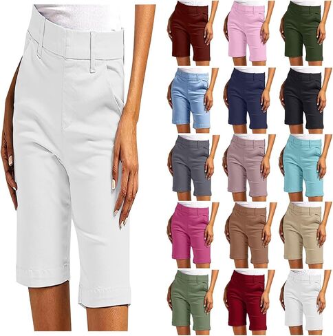 Mid Length Shorts for Women Y2K Cargo Shorts with Pockets Casual Summer Stretchy Straight Leg Breathable Pants 2026 in Saudi Arabia