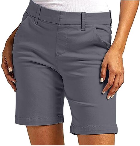 Mid Length Shorts for Women Y2K Cargo Shorts with Pockets Casual Summer Stretchy Straight Leg Breathable Pants 2026 in Saudi Arabia