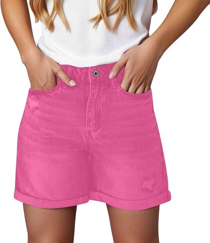 Mid Rise Jean Shorts for Women Stretchy Denim Shorts Casual Summer Ripped Frayed Distressed Pants with Pockets 2026 in Saudi Arabia