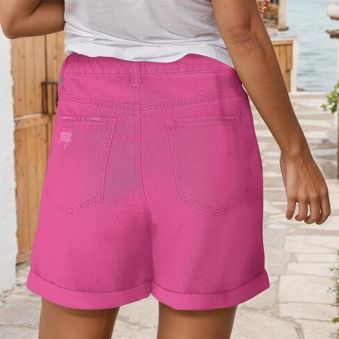 Mid Rise Jean Shorts for Women Stretchy Denim Shorts Casual Summer Ripped Frayed Distressed Pants with Pockets 2026 in Saudi Arabia