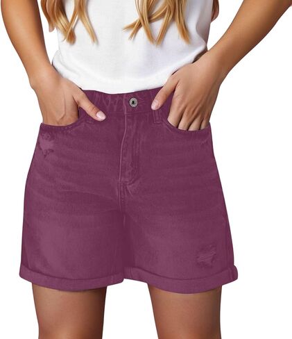 Mid Rise Jean Shorts for Women Stretchy Denim Shorts Casual Summer Ripped Frayed Distressed Pants with Pockets 2026 in Saudi Arabia
