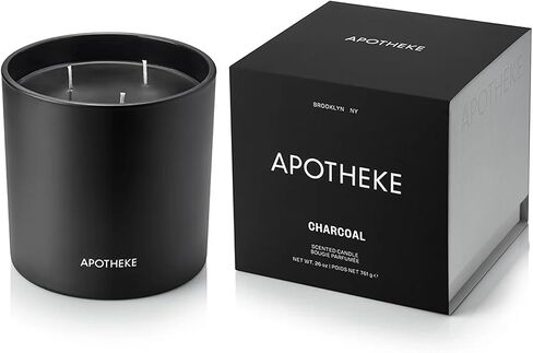 Apotheke 3-Wick Scented Candles for Home, Charcoal - 26 oz Soy Wax Jar Black Candle Gift for Women - Long-Lasting Fragrance with Perfume-Grade Essential Oils - Cedarwood, Sandalwood, Oud & Amber in Saudi Arabia