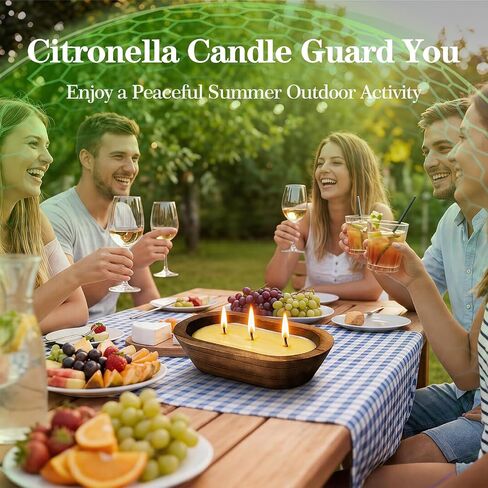 STRN Citronella Candles Bowl Summer Outdoor & Indoor - Large Soy Wax Scented Candles with Wooden Bowl, 2 Packs (35 OZ) for Garden Patio Yard Home Camping Backyard, Burning Time 30 Hours in Saudi Arabia
