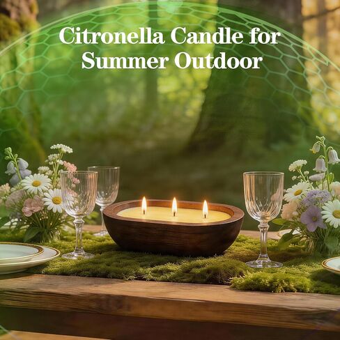 STRN Citronella Candles Bowl Summer Outdoor & Indoor - Large Soy Wax Scented Candles with Wooden Bowl, 2 Packs (35 OZ) for Garden Patio Yard Home Camping Backyard, Burning Time 30 Hours in Saudi Arabia