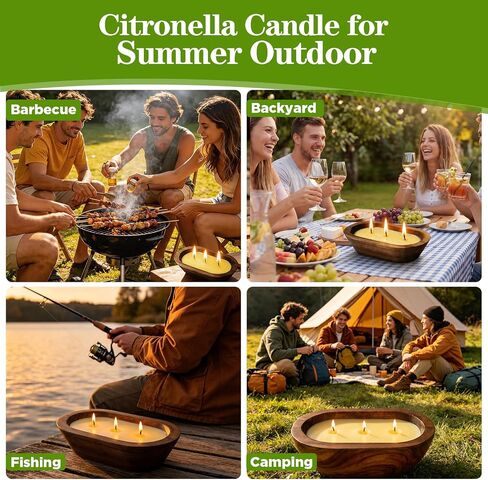 STRN Citronella Candles Bowl Summer Outdoor & Indoor - Large Soy Wax Scented Candles with Wooden Bowl, 2 Packs (35 OZ) for Garden Patio Yard Home Camping Backyard, Burning Time 30 Hours in Saudi Arabia