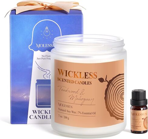 Vanilla Sandalwood Wickless Candle for Candle Warmer Lamp with 10ml Essential Oil for Custom Aroma, Flameless Non-Toxic Soy Scented Candle for Home, Monter's Day or Birthday Gifts for Women & Men in Saudi Arabia